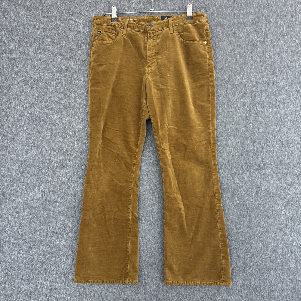 AG Adriano Goldschmied Jodi Crop Velveteen Pants Brown Size 31 Made USA